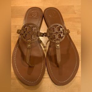 Tory Burch Royal Tan Mini Miller Gabriel Leather Sandals SZ 9.5